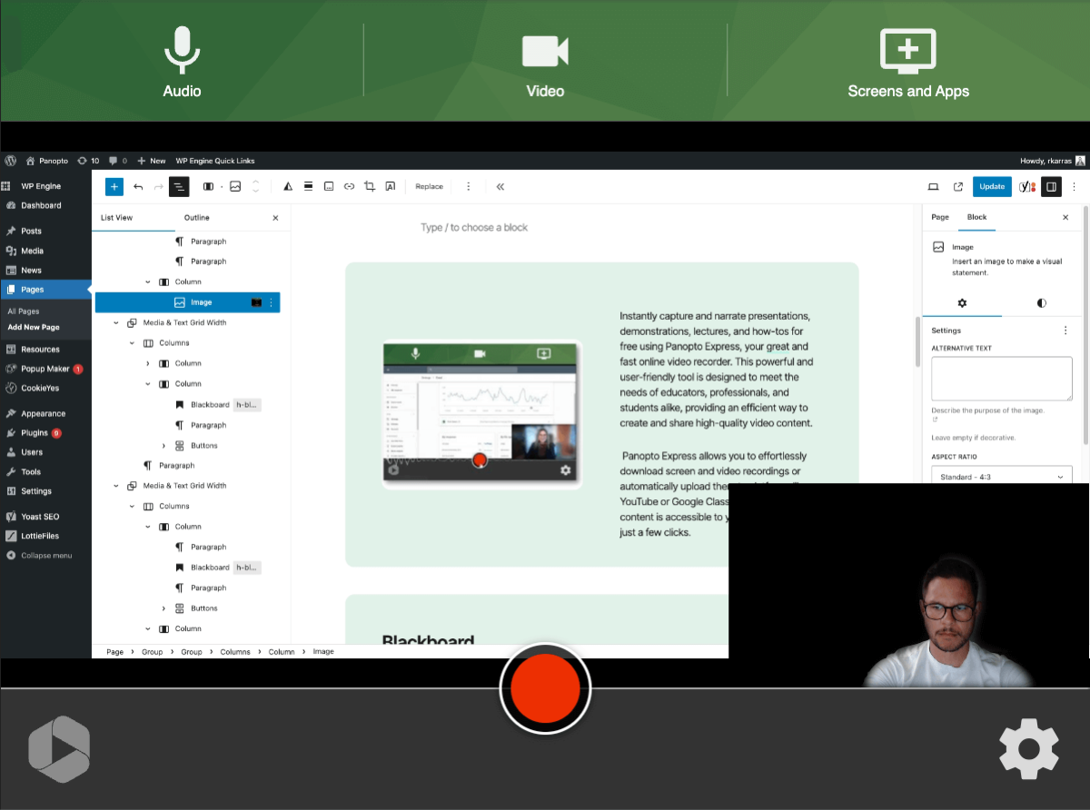 Panopto Express online screen recorder