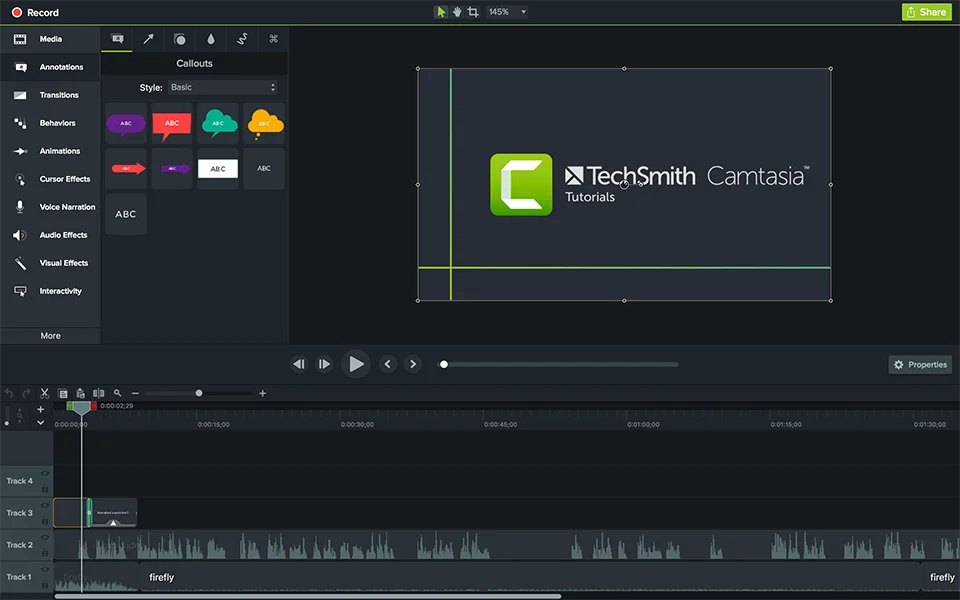 camtasia timeline editor