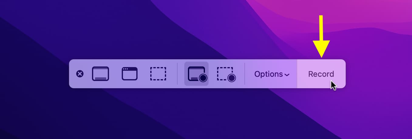 macOS Screenshot Toolbar with recording options