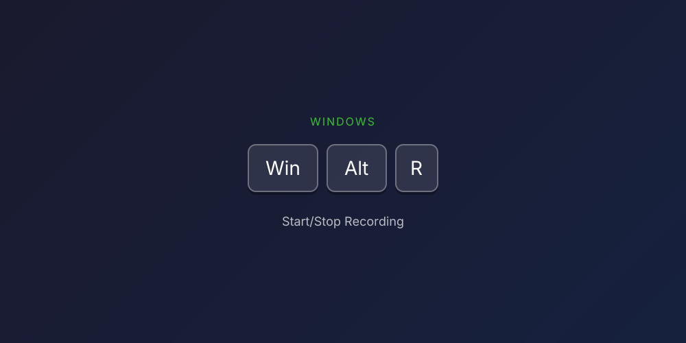Windows+Alt+R shortcut to start/stop recording