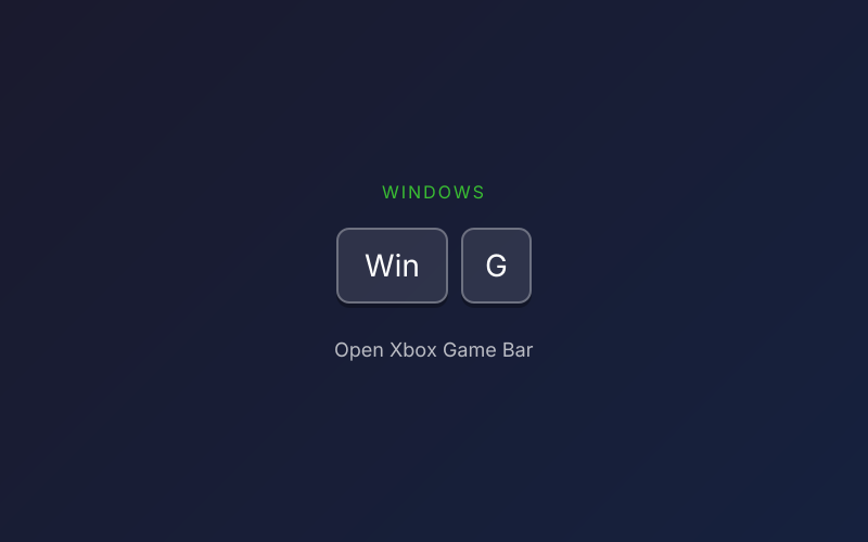 Windows Xbox Game Bar keyboard shortcut Windows+G
