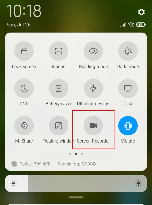 Android Quick Settings with Screen Record tile